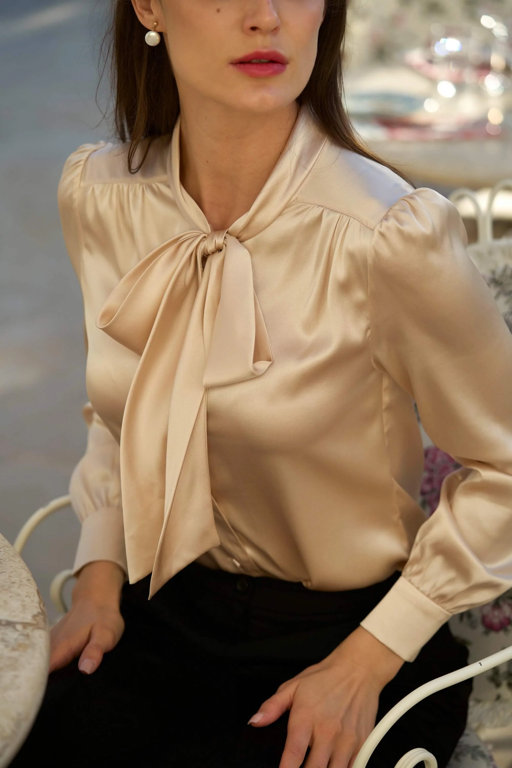 Lena Silk Bow Blouse - Image 18